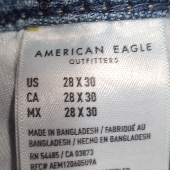 American Eagle Outfitters Light Blue Distressed Skinny Jeans- Mens Sz 28x30 - Picture 6 of 9